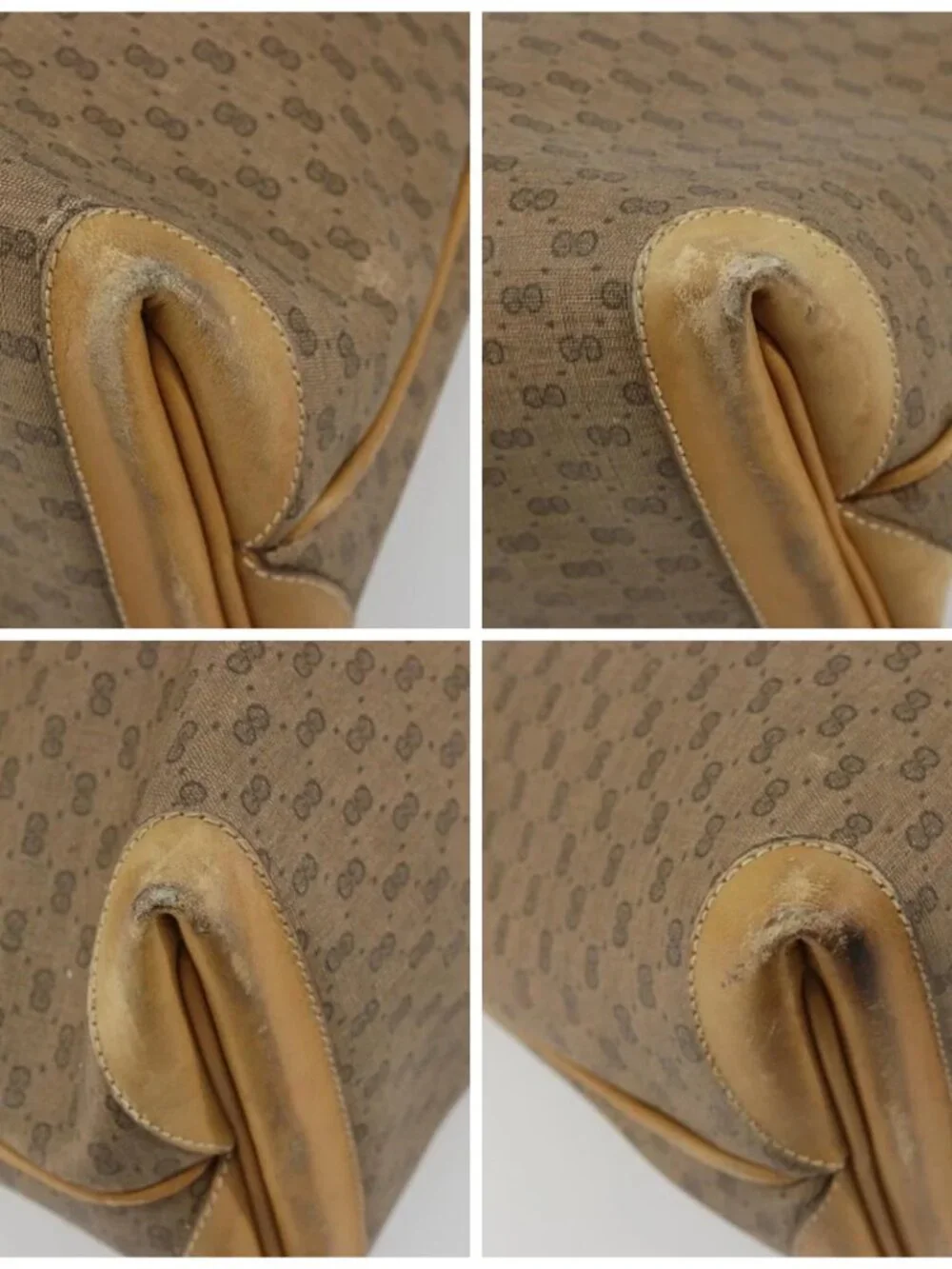 GUCCI Micro GG Supreme Tote Bag PVC Beige Gold 02 39 4868 Auth ep14936